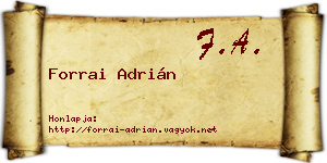 Forrai Adrián névjegykártya